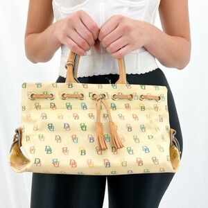Cream Multicolor Logo-Print Women’s Satchel